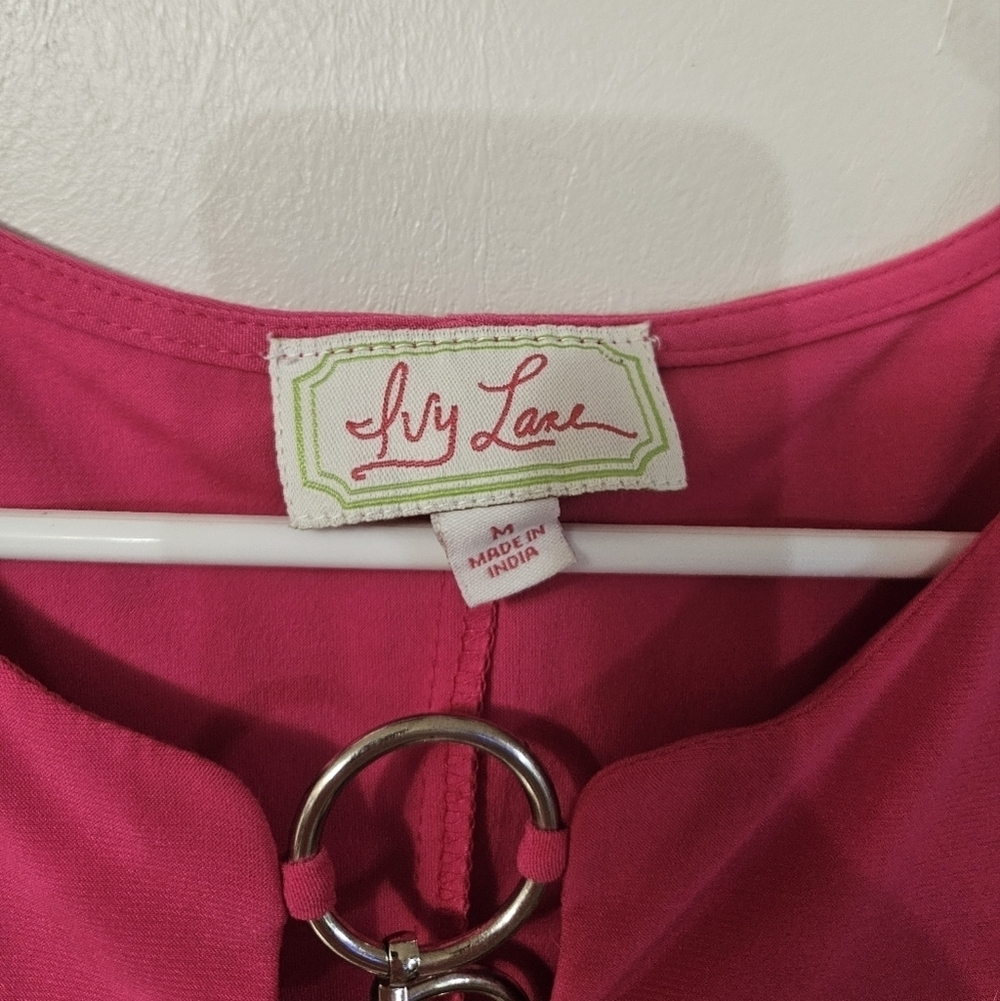 Ivy Lane Hot Pink Sleeveless Dress With Metal Accents! - Picture 2 of 5